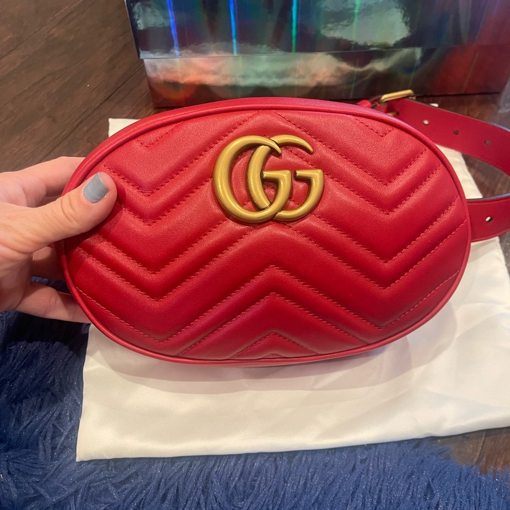 NWT Brand New Gucci GG Marmont Apollo Belt Bag Red Size 85 Women’s - Picture 11 of 16